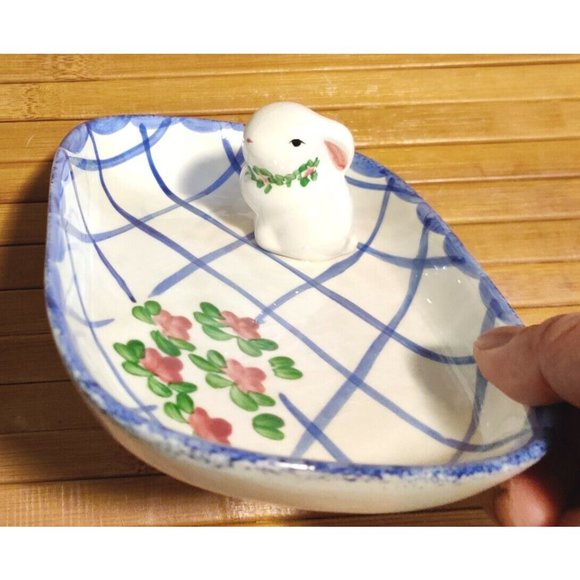 1996 Vintage Annalea Collection Anne Albutine Giftcraft Bunny Tray / Dish 5x7" - Picture 5 of 9